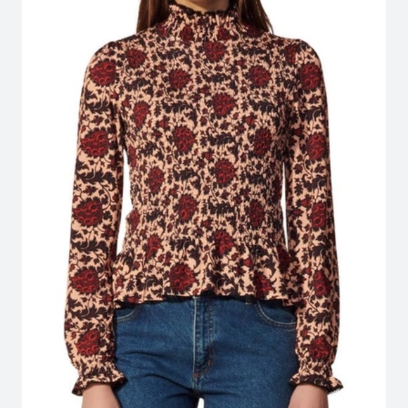 Sandro pink/red Constantine top size 2 - Picture 2 of 3